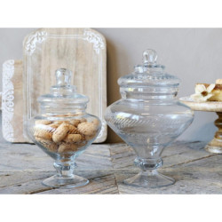 Skleněná nádoba dóza na noze s víkem Trinna - Ø 18*27 cm / 1,5L