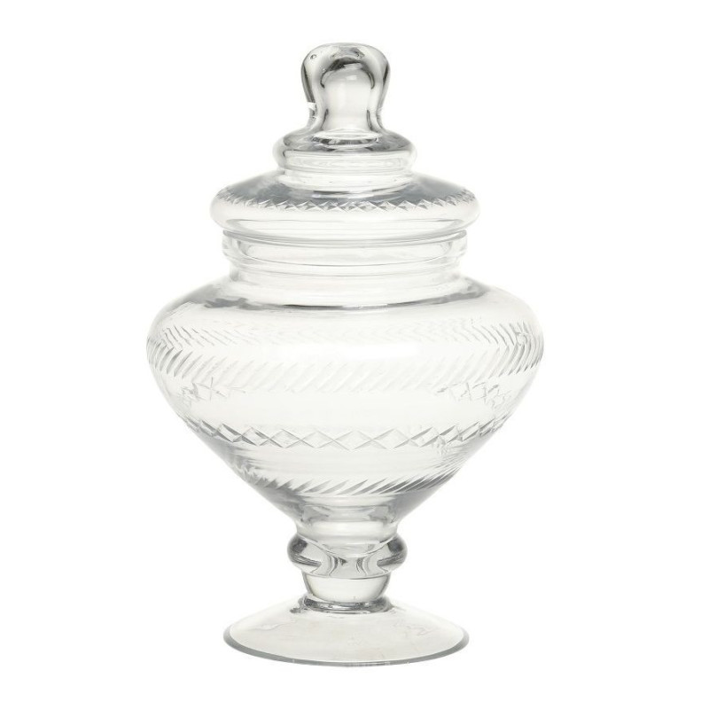 Skleněná nádoba dóza na noze s víkem Trinna - Ø 15*23 cm / 1 L