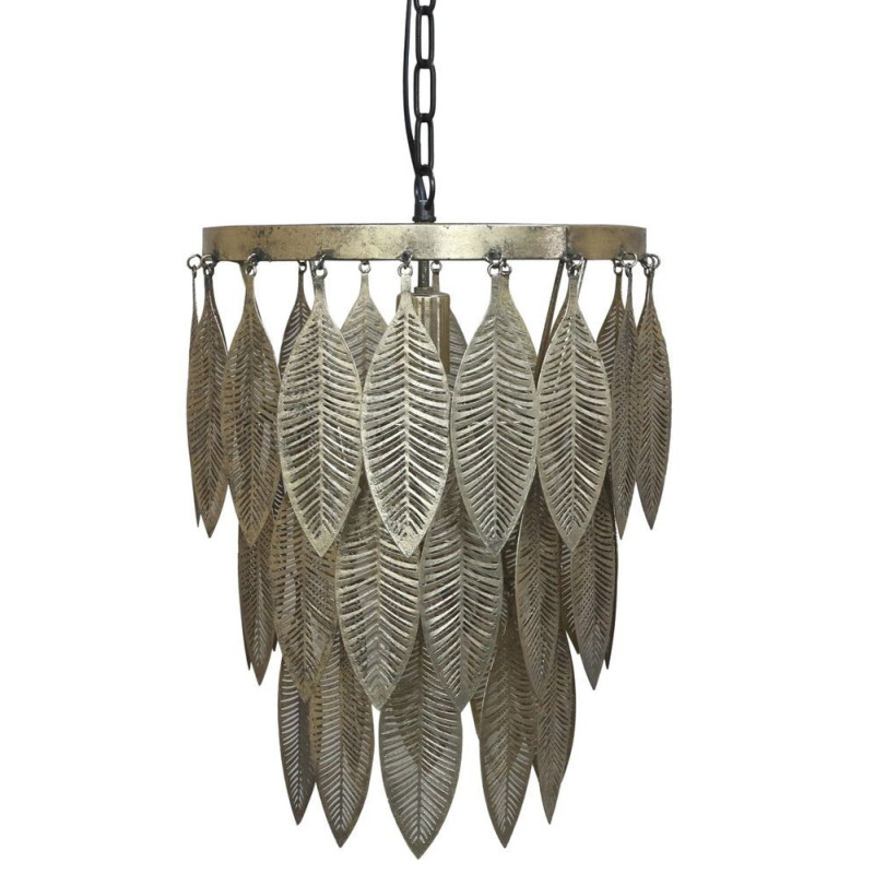 Mosazný antik kovový lustr s listy Vilolé - 37*52cm/ E27/ 40W