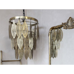 Mosazný antik kovový lustr s listy Vilolé - 37*52cm/ E27/ 40W