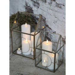 Bronzová antik kovová lucerna Candle house - 15*15*25cm