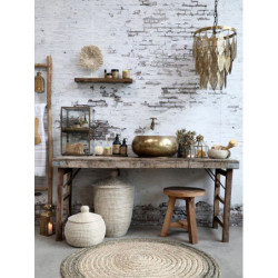 Mosazný antik kovový lustr s listy Vilolé - 37*52cm/ E27/ 40W