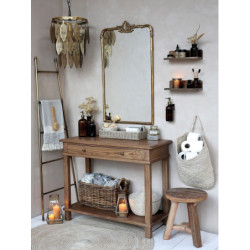 Mosazný antik kovový lustr s listy Vilolé - 37*52cm/ E27/ 40W