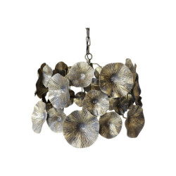 Mosazný antik kovový lustr s květy Vilolé - 51*33 cm/ E27/ 40W