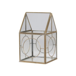 Bronzová antik kovová lucerna Candle house - 15*15*25cm