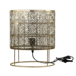 Mosazná antik kovová stolní lampa se vzorem Tappie - 30*36 cm/ E27/ 40W