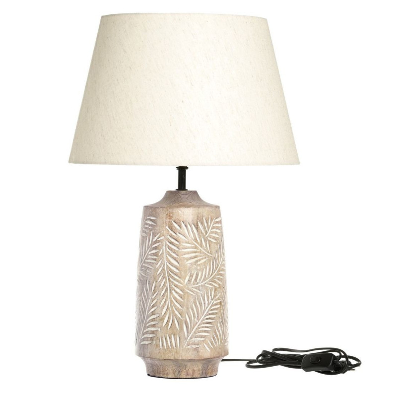 Stolní lampa s dřevěnou základnou a lněným stínidlem Pipp - 37*57 cm/ E27