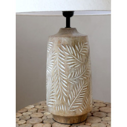 Stolní lampa s dřevěnou základnou a lněným stínidlem Pipp - 37*57 cm/ E27
