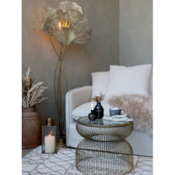 Mosazná antik stojací lampa s listy Ginco - 62*39*161 cm/ E27 / 40W