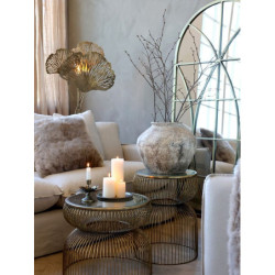 Mosazná antik stojací lampa s listy Ginco - 62*39*161 cm/ E27 / 40W