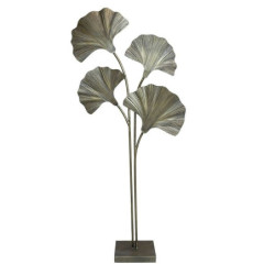 Mosazná antik stojací lampa s listy Ginco - 65*25*150 cm/ E27 / 40W