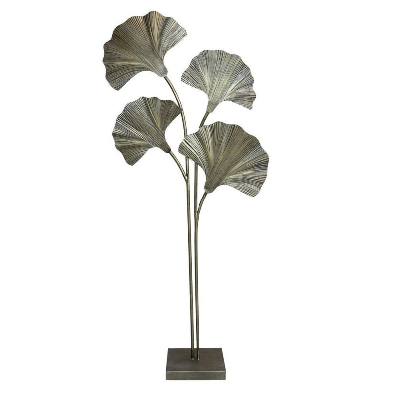 Mosazná antik stojací lampa s listy Ginco - 65*25*150 cm/ E27 / 40W