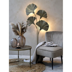 Mosazná antik stojací lampa s listy Ginco - 65*25*150 cm/ E27 / 40W