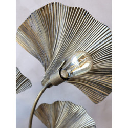 Mosazná antik stojací lampa s listy Ginco - 65*25*150 cm/ E27 / 40W