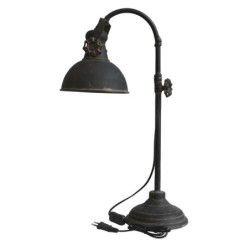 Černá antik kovová stolní lampa s patinou Factory - 53 cm / E14