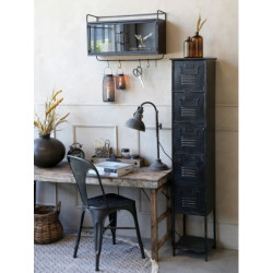 Černá antik kovová stolní lampa s patinou Factory - 53 cm / E14
