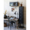 Černá antik kovová stolní lampa s patinou Factory - 53 cm / E14