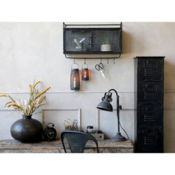Černá antik kovová stolní lampa s patinou Factory - 53 cm / E14