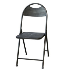 Černá antik kovová skládací židle Factory Chair - 42*53*89 cm