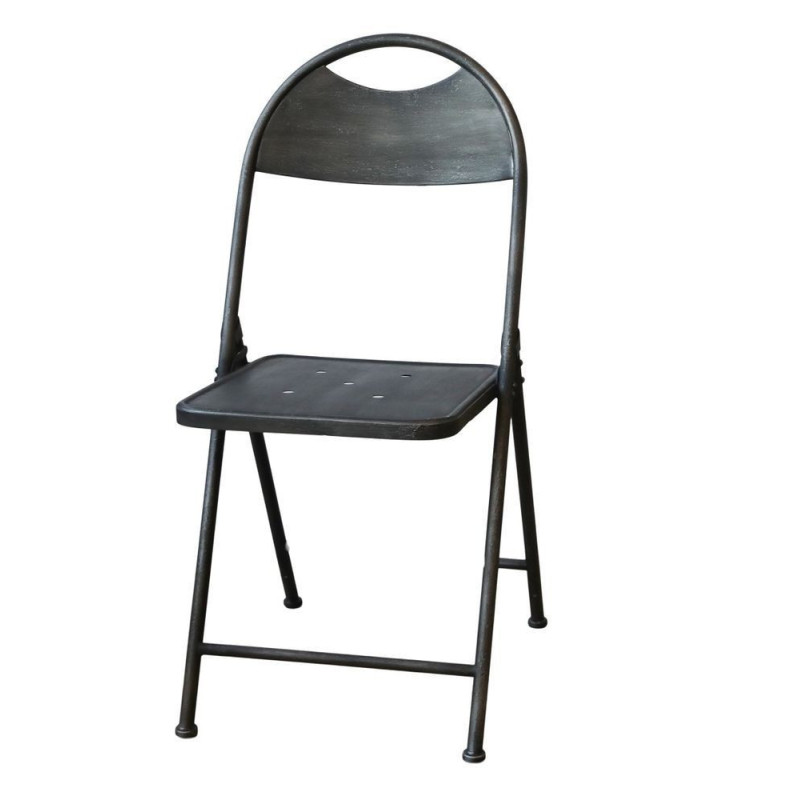 Černá antik kovová skládací židle Factory Chair - 42*53*89 cm
