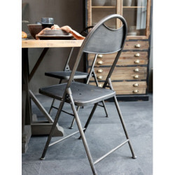 Černá antik kovová skládací židle Factory Chair - 42*53*89 cm