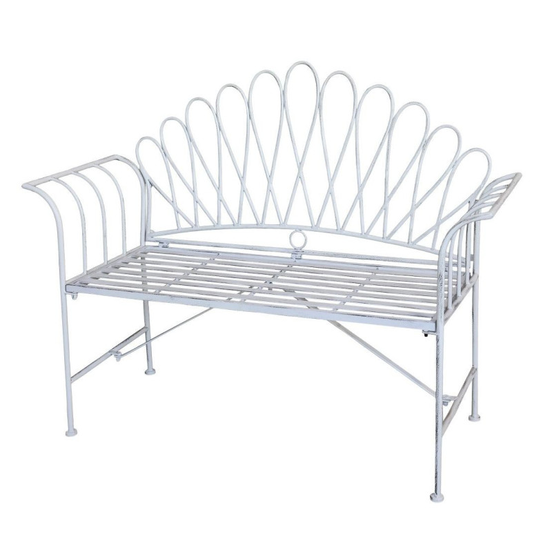 Krémová antik zahradní lavička Giggia - 124*46*98 cm