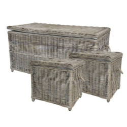 Set 3ks přírodní ratanový koš Antique - 108*52*52 / 44*48*27 cm