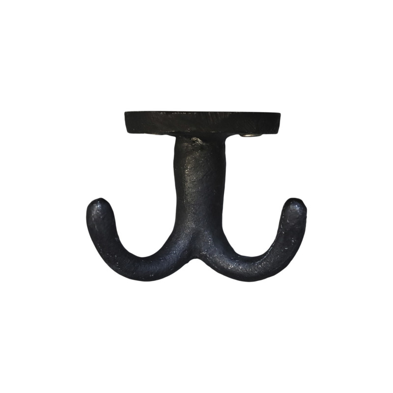 Černý antik kovový stropní 2-háček Hoog - 7*3,5*5,5 cm