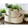 2ks krémový antik plechový obal na květináč Planters - 63*40*18/ 55*35*16 cm