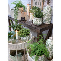 2ks krémový antik plechový obal na květináč Planters - 63*40*18/ 55*35*16 cm
