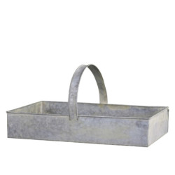 Dekorační plechový zinkový antik box podnos s rukojetí - 54*32*10 cm