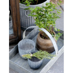 Dekorační plechový zinkový antik box podnos s rukojetí - 54*32*10 cm