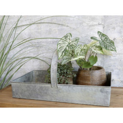 Dekorační plechový zinkový antik box podnos s rukojetí - 54*32*10 cm