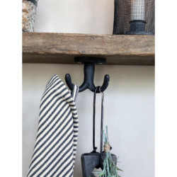 Černý antik kovový stropní 2-háček Hoog - 7*3,5*5,5 cm