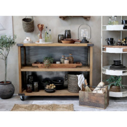 Dlouhý úzký dřevěný servírovací podnos s uchy Grimaud - 82*23*7 cm