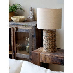 Stolní lampa s pletenou základnou a lněným stínidlem Pipp - 26*50 cm/ E27