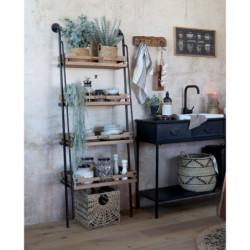 Hnědý antik věšák z recyklovaného dřeva s háčky Grimaud - 43*13*10 cm