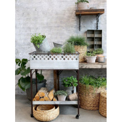 Zinkový antik kovový box na květiny na kolečkách Antique - 63*35*85 cm
