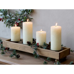 Hnědý antik dřevěný adventní svícen Advent Candle - 49*14*9 cm