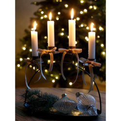 Mosazný antik kovový adventní svícen Advent Dinner Candle - 26*14*23 cm