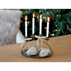Mosazný antik kovový adventní svícen Advent Taper Candle - 21*11*15 cm