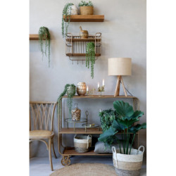 Mosazná antik kovová nástěnná polička s háčky Old Shelf - 52*20*45 cm