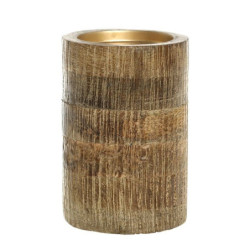 Dřevěný sloupovitý svícen na širokou svíčku Mango Wood L - Ø 10*15 cm