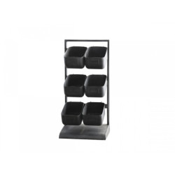 Černá kovová police se 6-boxy - 27*23*57 cm