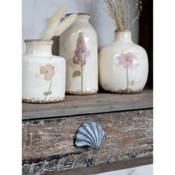 Šedá antik litinová úchytka mušle Shell - 6*4*4,5 cm