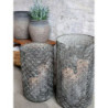 Zinková antik kovová lucerna se vzorem Vire - Ø 30*50 cm