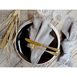 Set 4ks šedý lněný ubrousek s roztřepenými okraji - 40*40cm