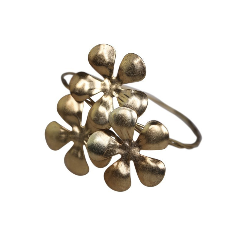 Bronzovo-černý antik kovový držák na ubrousky s kytičkou Flower - 6*5cm