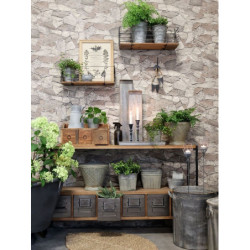 Hnědý dřevěný konzolový stůl s kovovými boxy Branno - 133*32*77 cm