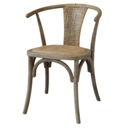 Přírodní dřevěná židle s výpletem a opěrkami Old French chair - 50*45*79 cm